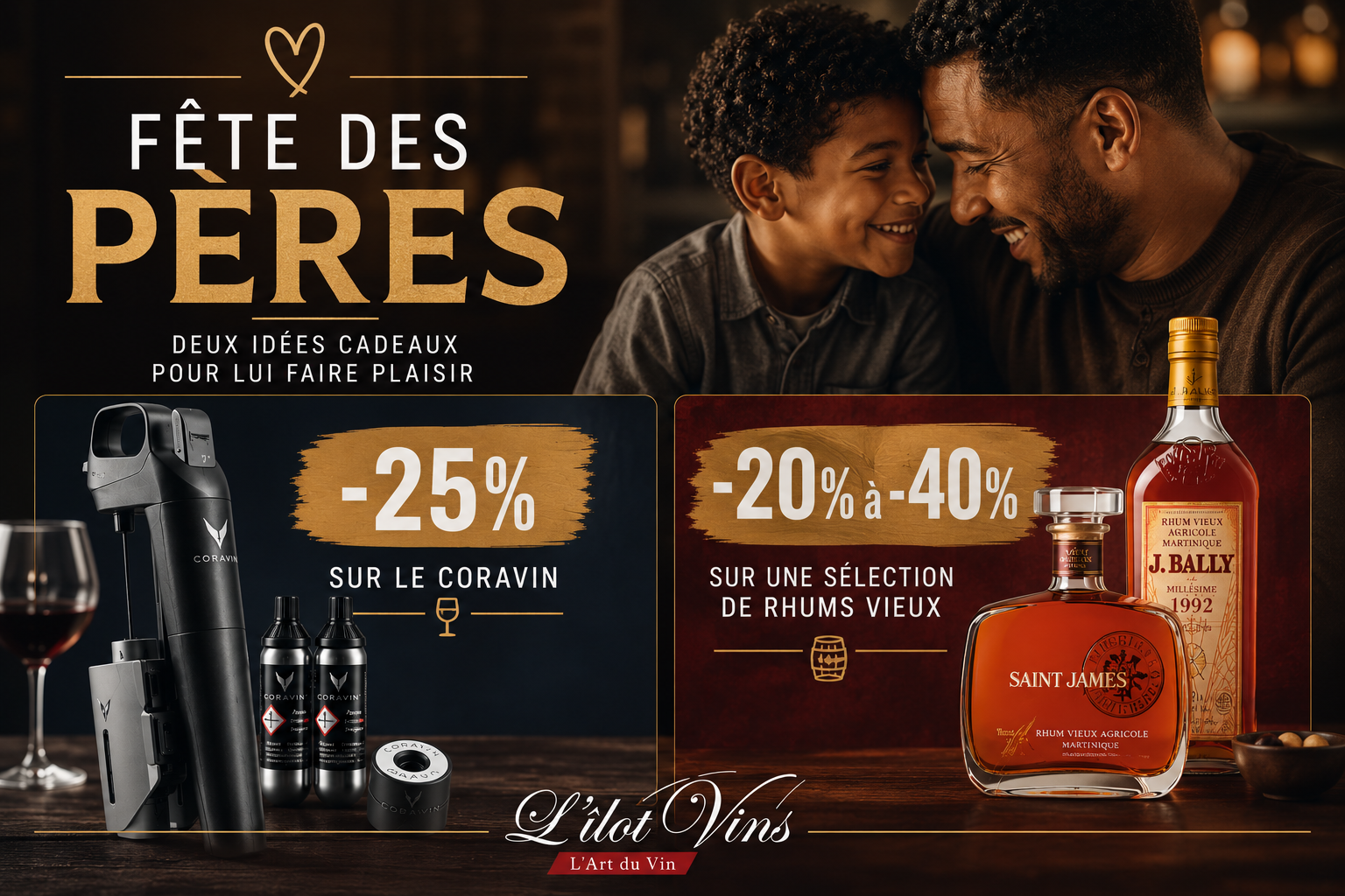 Idées cadeaux Fête des Pères 2026 chez L'îlot Vins en Martinique